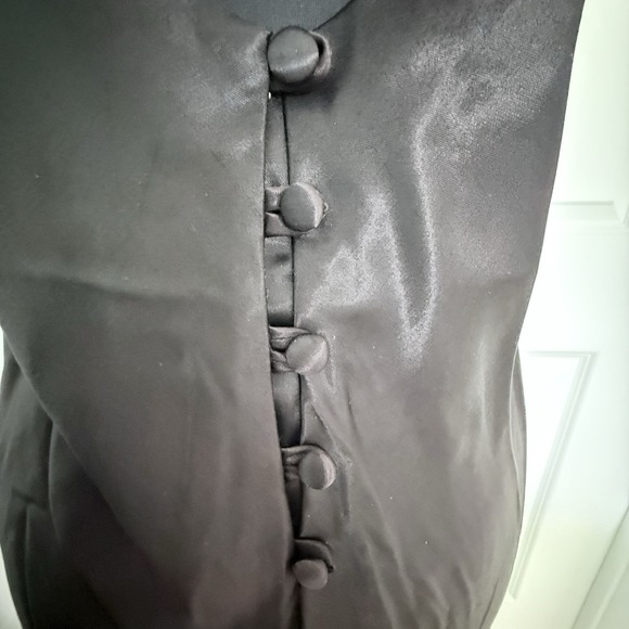 Vintage Roberta Black Satin Maxi Dress Sz 10 USA 90s Embellished Bodice Glam - Picture 7 of 9